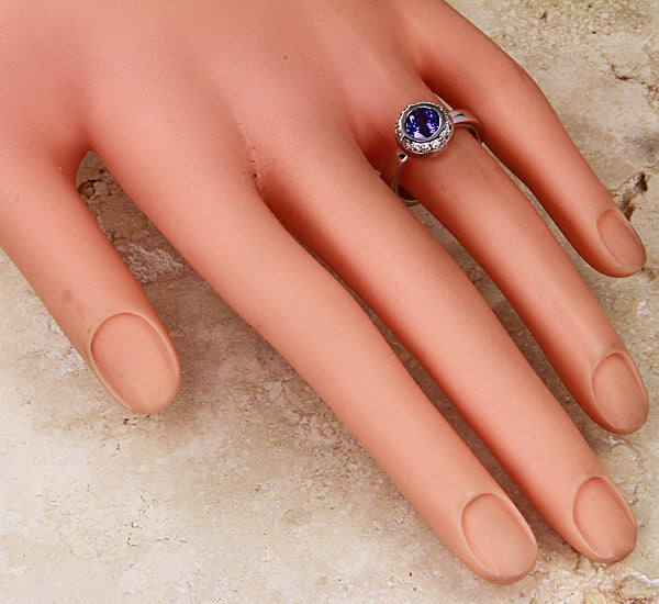 Bezel Set Tanzanite Accented by Fine Diamonds Ring