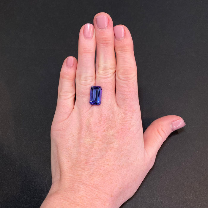 Blue Violet Emerald Cut Tanzanite Gemstone 10.20 Carats