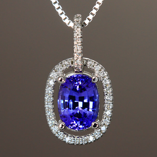 Large Tanzanite & Diamond Pendant 4.64 Carats