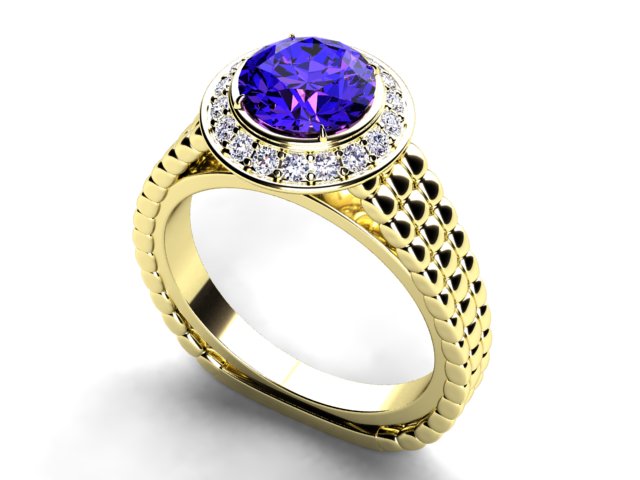 Custom Ring With 7 mm Vivid Color Tanzanite Round