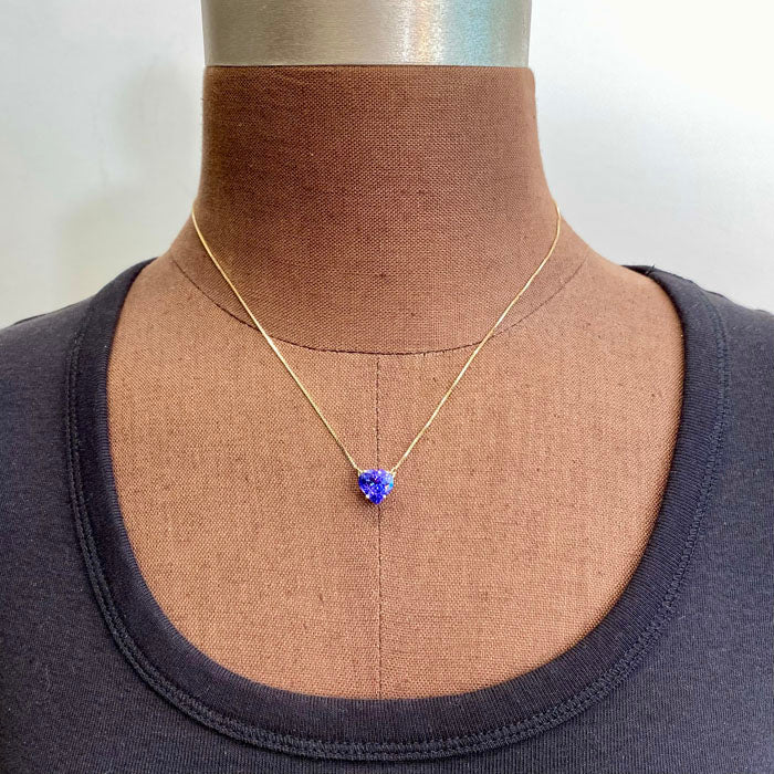 14K Yellow Gold Heart Tanzanite Necklace 3.59 Carats