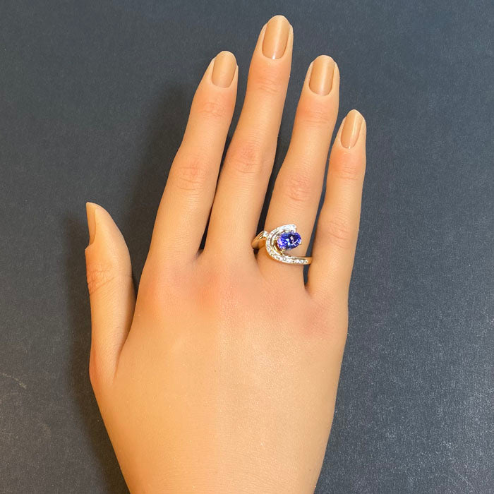 On Hold for Beth L 14K Yellow Gold Oval Tanzanite and Channel Set Diamond Ring 1.45 Carats