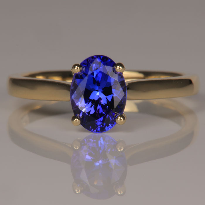 14K Yellow Gold Oval Tanzanite Solitaire Ring 1.31 Carats