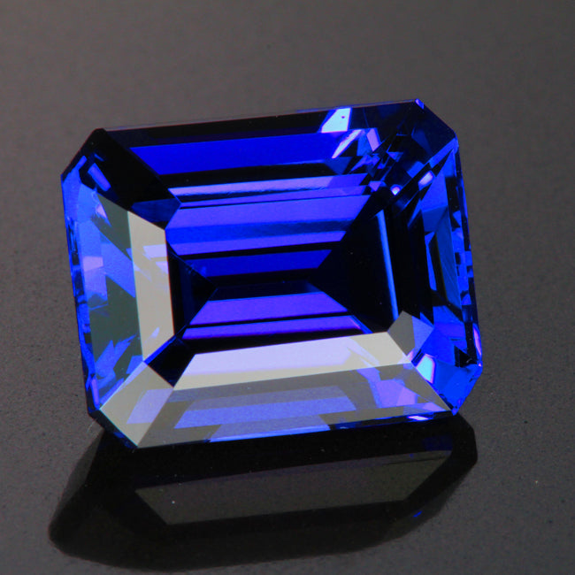 Blue Violet Exceptional Emerald Cut Tanzanite 12.45 Carats