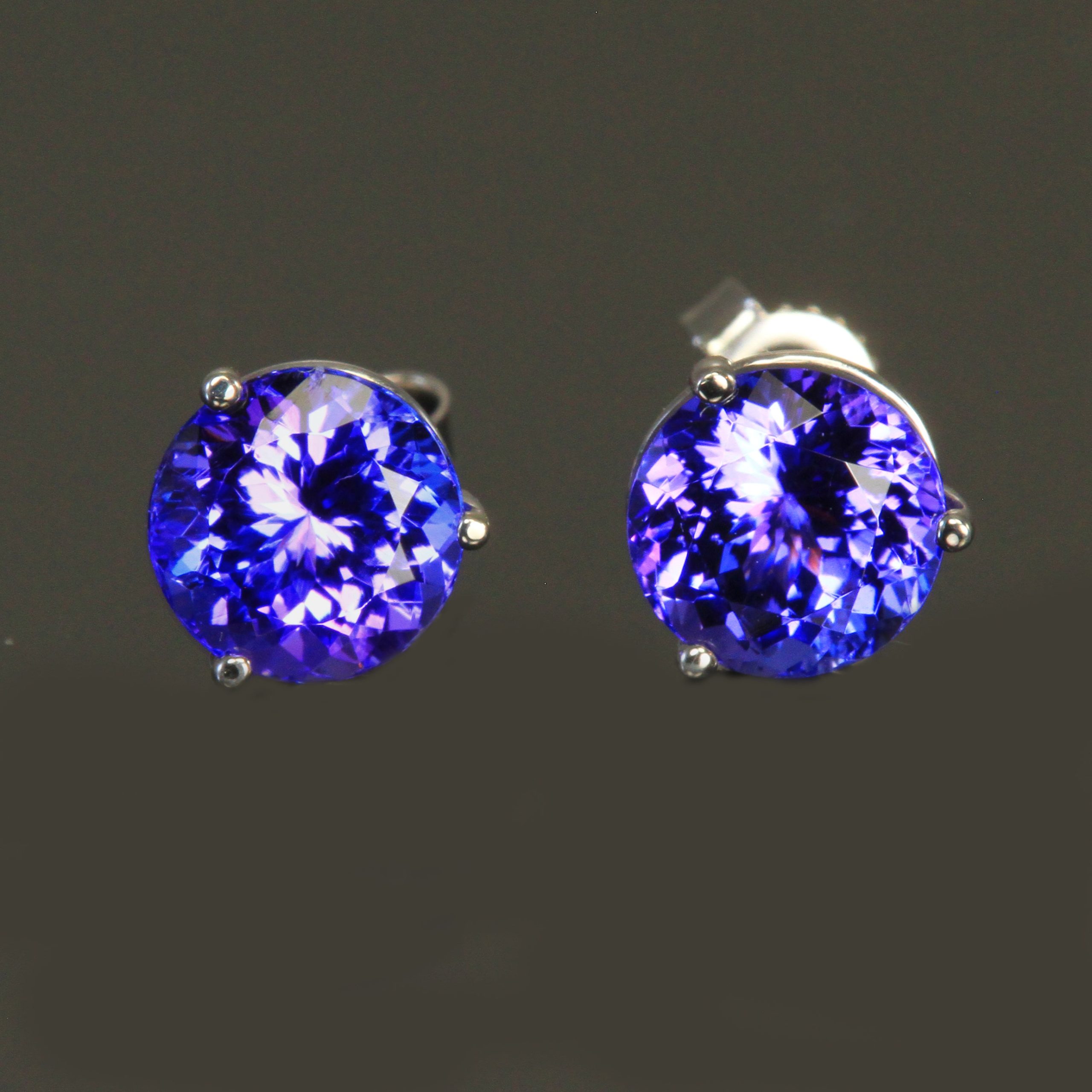 4.10 Ct. Round Tanzanite Stud Earrings