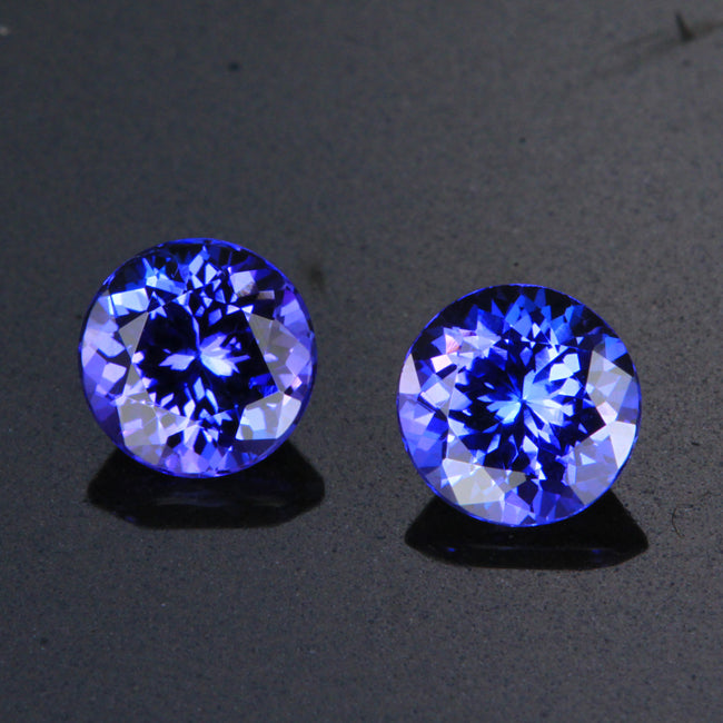 Round Tanzanite Stud Earrings Weigh 1.93 Carats