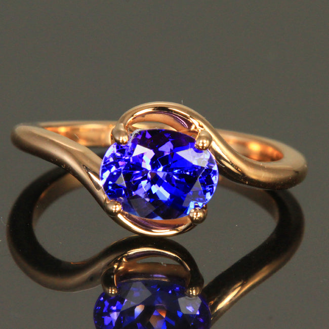 14 Kt. Rose Gold Tanzanite Bypass Ring 2.10 Carats