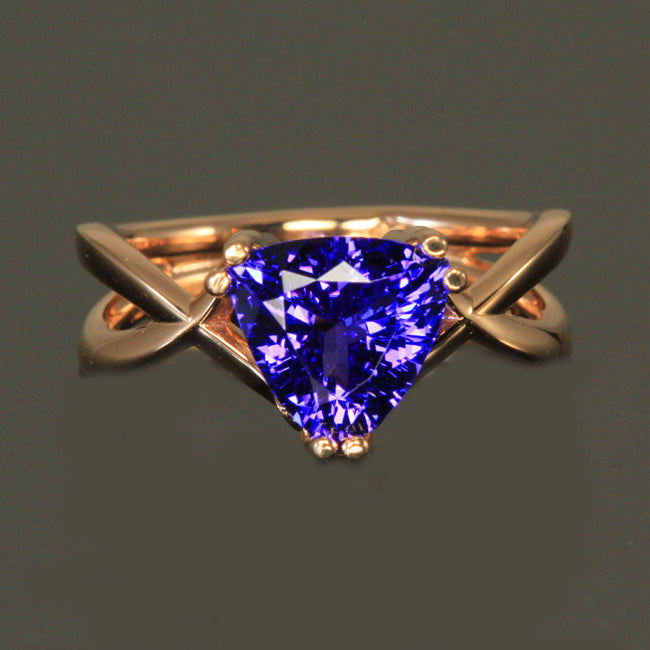 14K Rose Gold Trillant Tanzanite Ring by Christopher Michael 2.55 Carats