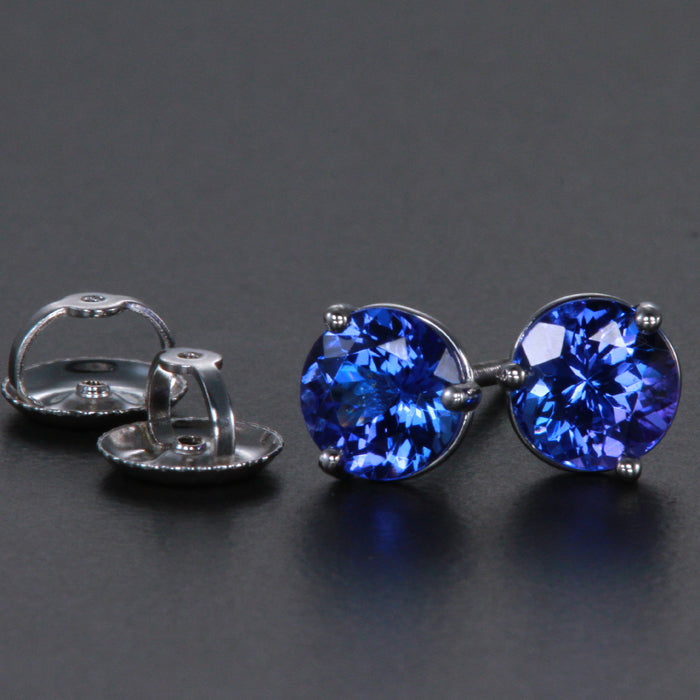 14K White Gold Tanzanite pierced Screwback Earrings 1.77 Carats