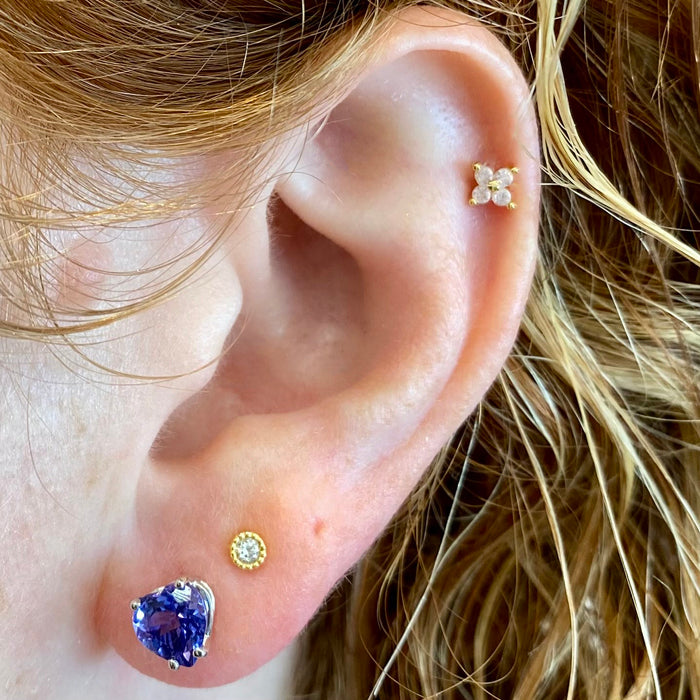 14K White Gold Heart Shape Brilliant Tanzanite Earrings 1.70 Carats