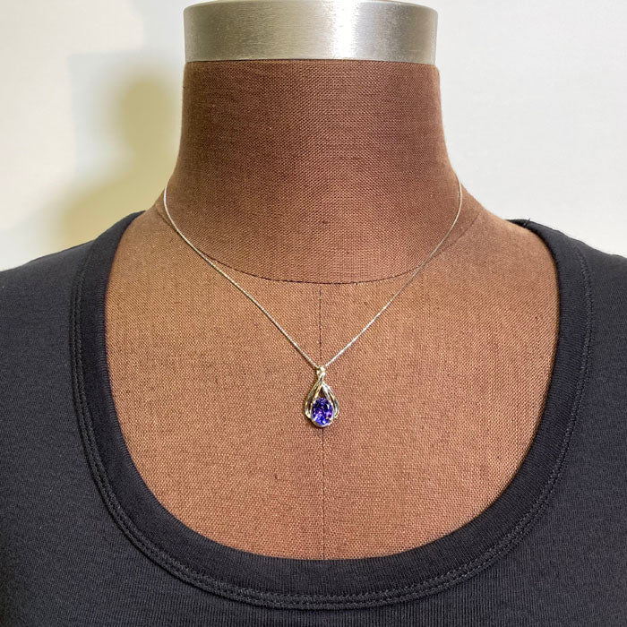 Oval 1.99ct Tanzanite Pendant in 14k White Gold
