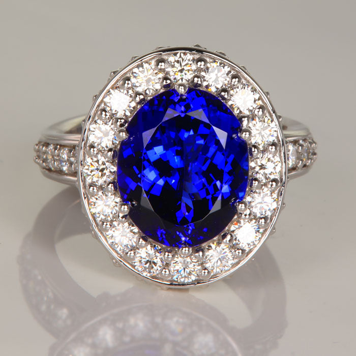 14K White Gold Tanzanite and Diamond Ring 5.52 Carats