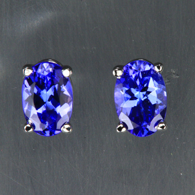 1.12 ct Oval Tanzanite Stud Earrings