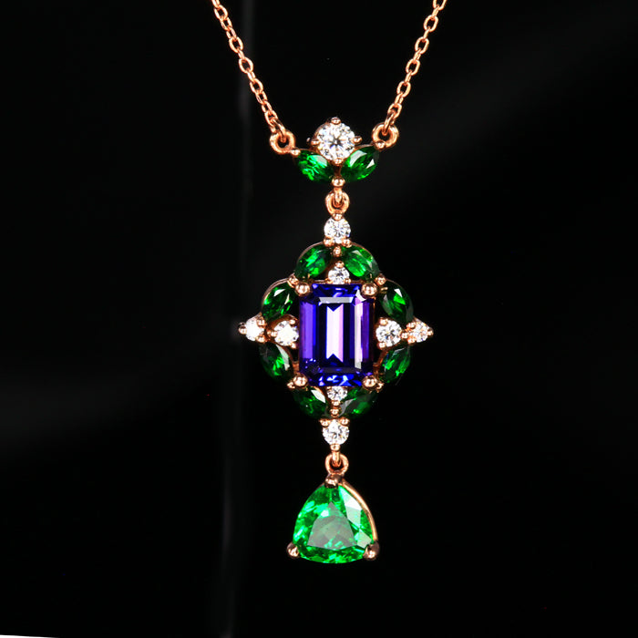 EXCLUSIVE SALE 25% OFF W/CODE 25OFF – 14K Rose Gold Tanzanite and Tsavorite Pendant 1.78 Carats