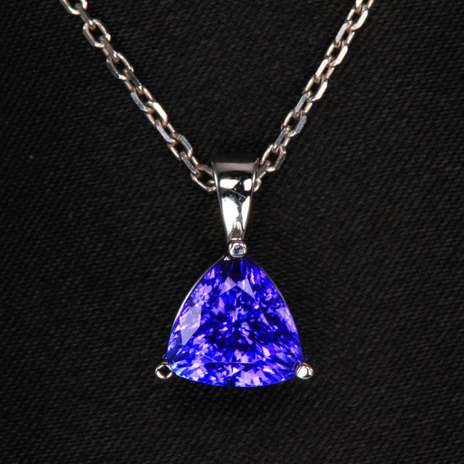 Trillant Tanzanite Pendant in 14K White gold