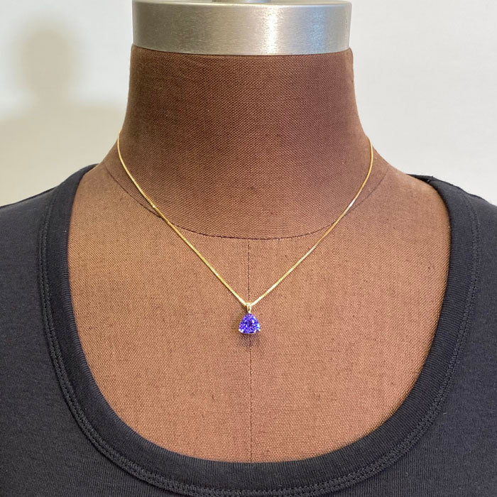 14K Yellow Gold Trilliant Tanzanite Pendant 3.07 Carats