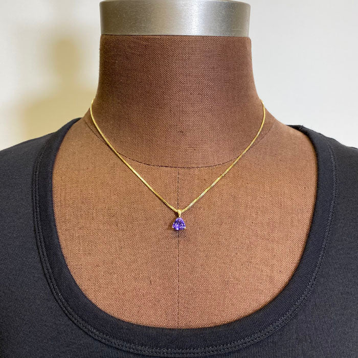 14K Yellow Gold Trilliant Cut Tanzanite Pendant 1.74 Carats