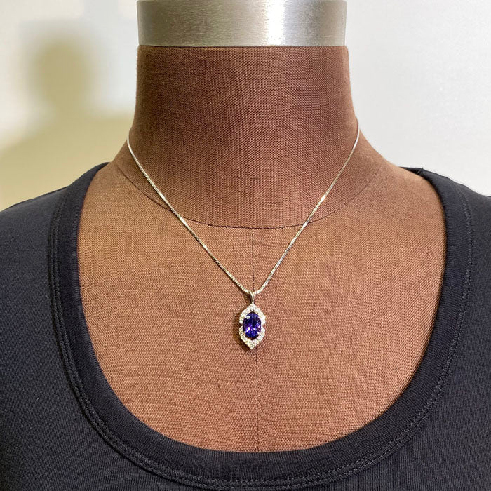 14K White Gold Tanzanite and Diamond Pendant 3.86 Carats*