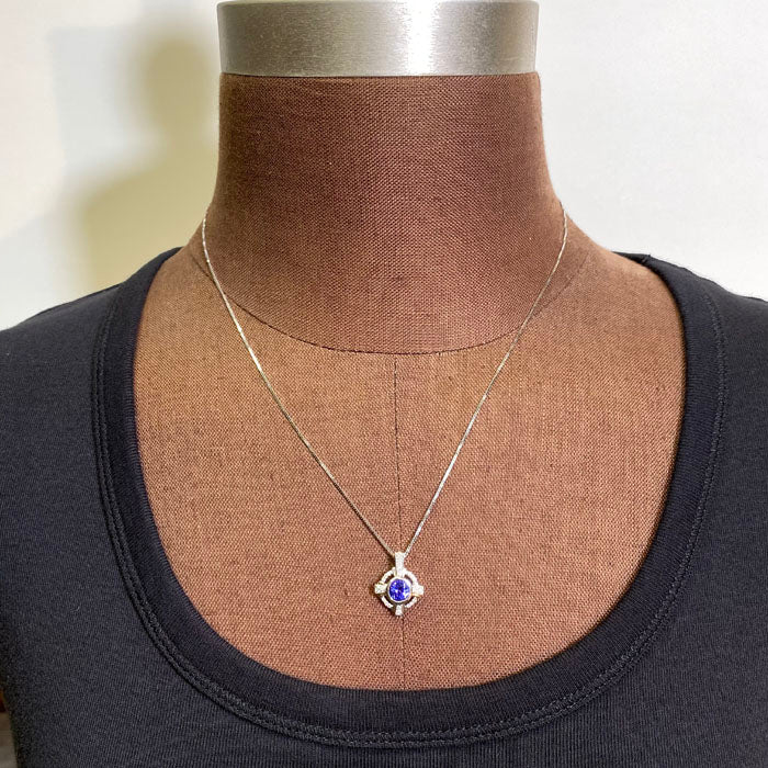 EXCLUSIVE SALE 25% OFF W/CODE 25OFF – 14K White Gold Tanzanite and Diamond Pendant 1.09 Carats